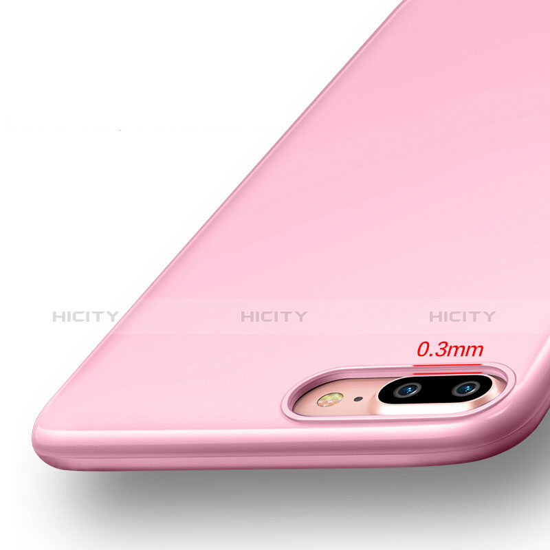 Coque Silicone Gel Souple Couleur Unie pour Apple iPhone 8 Plus Rose Plus