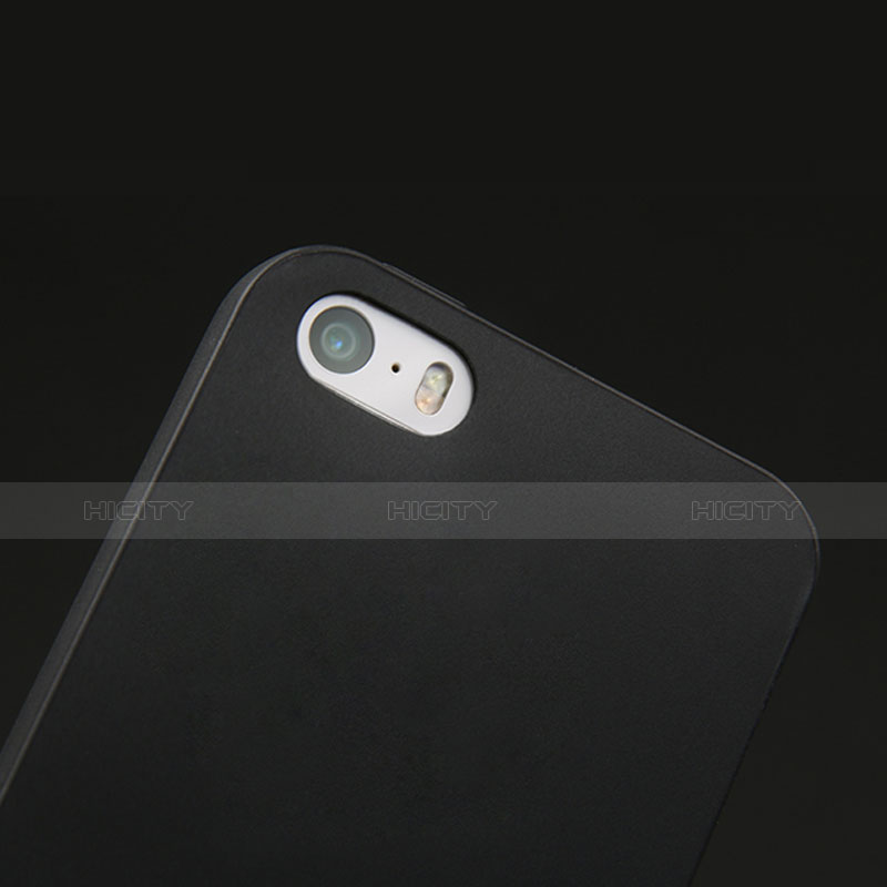 Coque Silicone Gel Souple Couleur Unie pour Apple iPhone SE Noir Plus