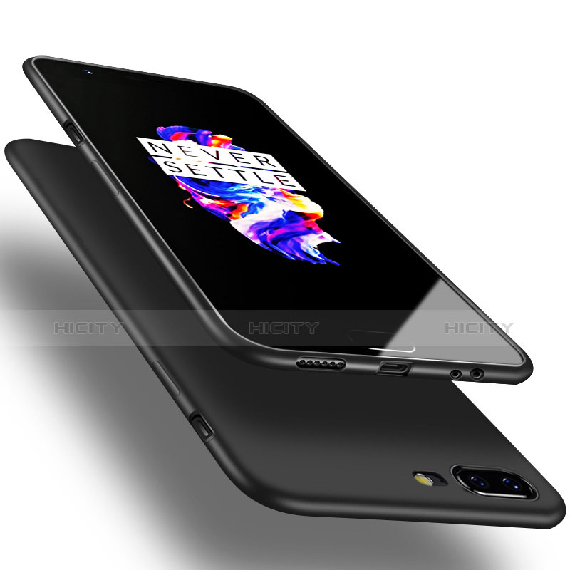 Coque Silicone Gel Souple Couleur Unie pour OnePlus 5 Noir Plus