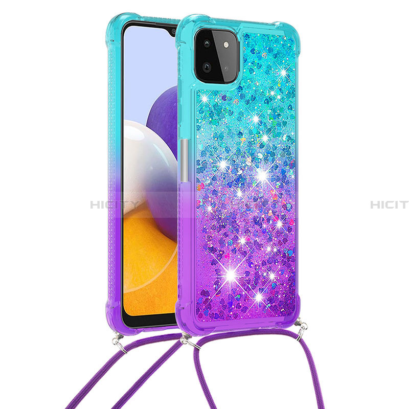 Coque Silicone Housse Etui Gel Bling-Bling avec Laniere Strap S01 pour Samsung Galaxy A22 5G Plus