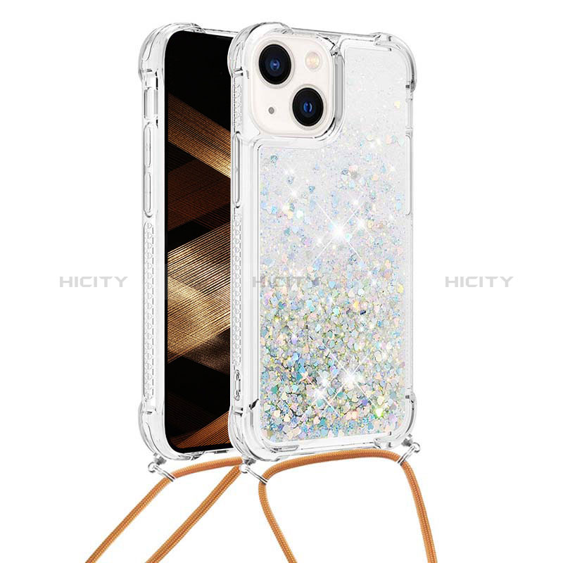 Coque Silicone Housse Etui Gel Bling-Bling avec Laniere Strap S02 pour Apple iPhone 14 Plus
