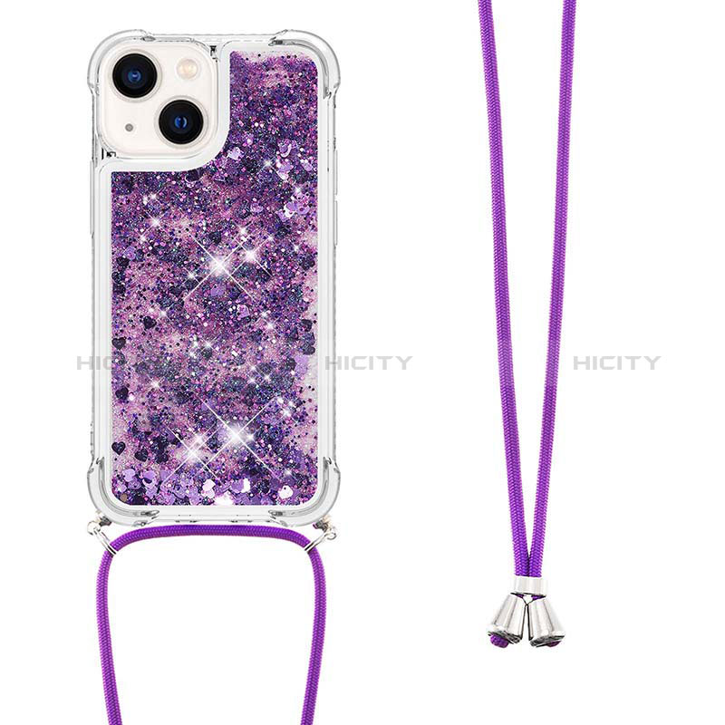 Coque Silicone Housse Etui Gel Bling-Bling avec Laniere Strap S02 pour Apple iPhone 14 Plus