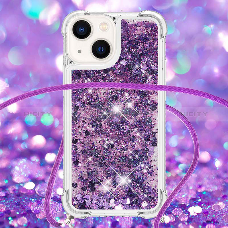 Coque Silicone Housse Etui Gel Bling-Bling avec Laniere Strap S02 pour Apple iPhone 14 Plus