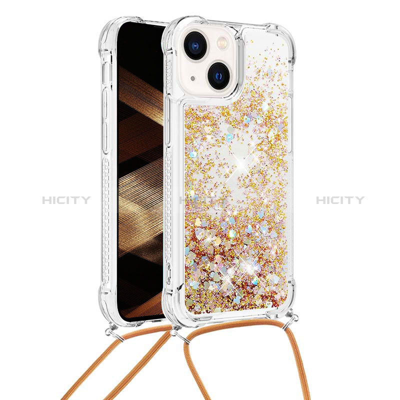 Coque Silicone Housse Etui Gel Bling-Bling avec Laniere Strap S02 pour Apple iPhone 14 Plus