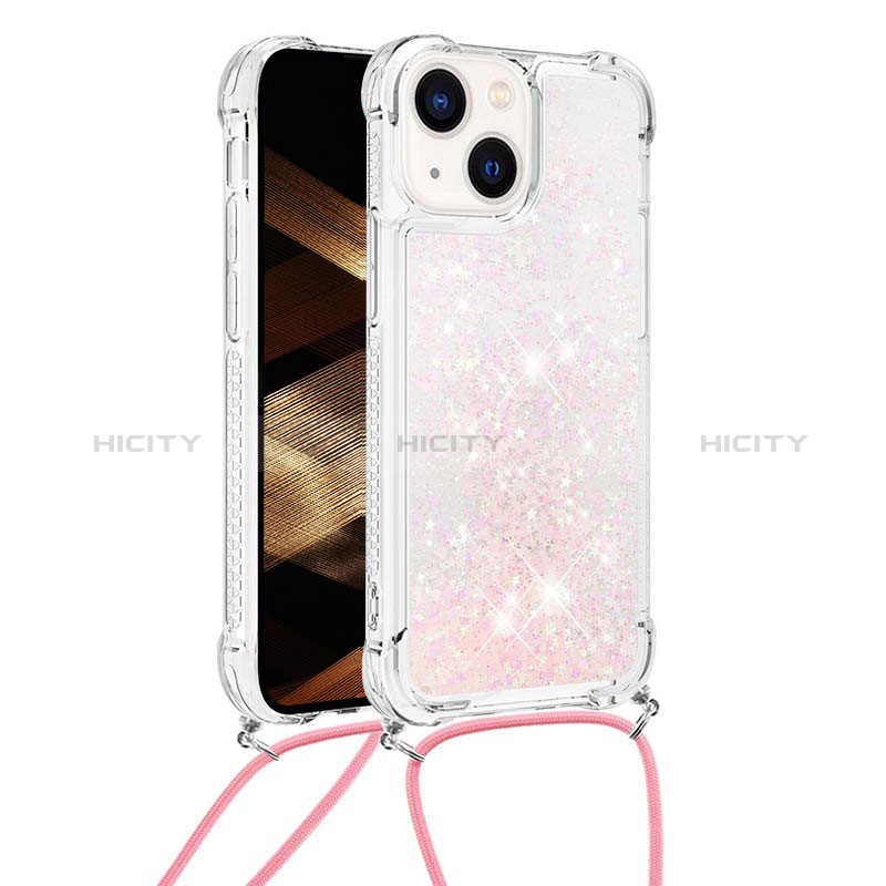 Coque Silicone Housse Etui Gel Bling-Bling avec Laniere Strap S02 pour Apple iPhone 14 Plus