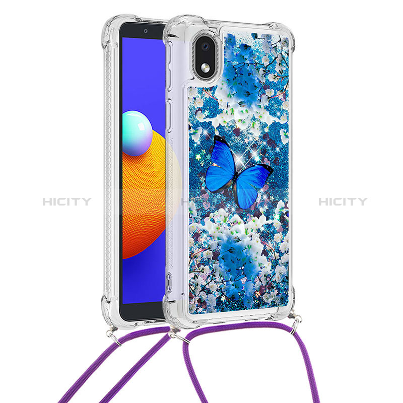 Coque Silicone Housse Etui Gel Bling-Bling avec Laniere Strap S02 pour Samsung Galaxy A01 Core Plus
