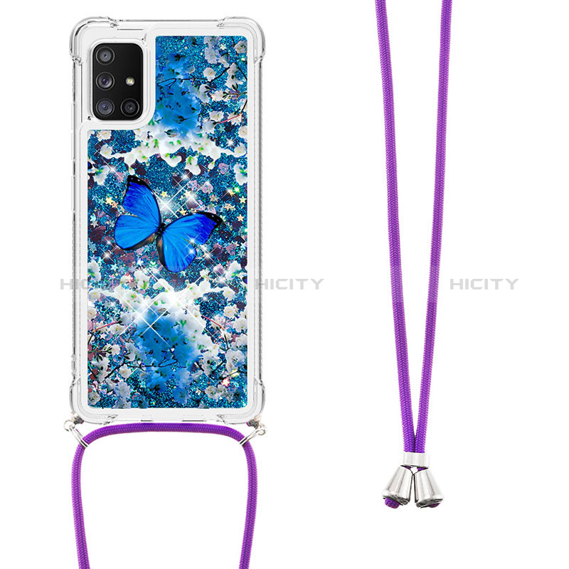 Coque Silicone Housse Etui Gel Bling-Bling avec Laniere Strap S02 pour Samsung Galaxy A51 4G Plus