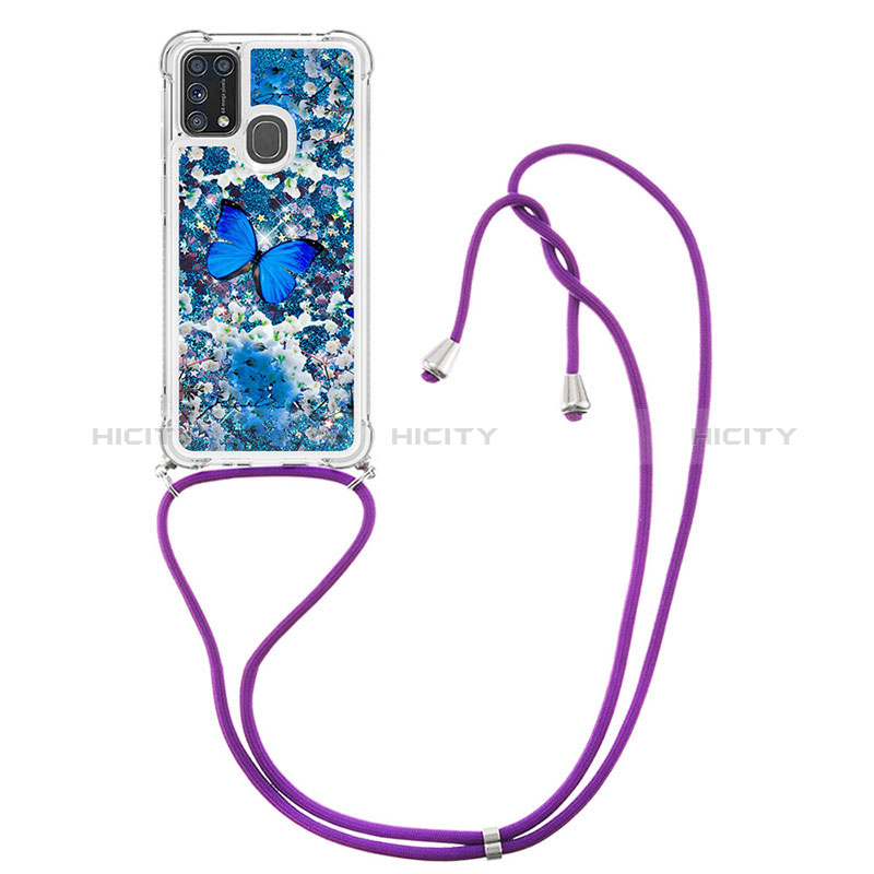 Coque Silicone Housse Etui Gel Bling-Bling avec Laniere Strap S02 pour Samsung Galaxy M31 Plus