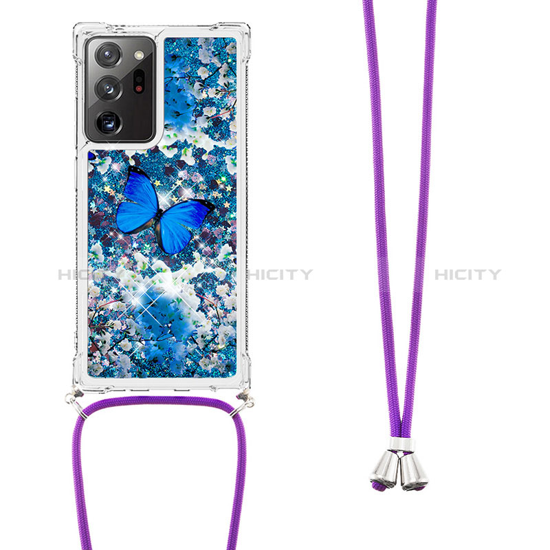 Coque Silicone Housse Etui Gel Bling-Bling avec Laniere Strap S02 pour Samsung Galaxy Note 20 Ultra 5G Plus