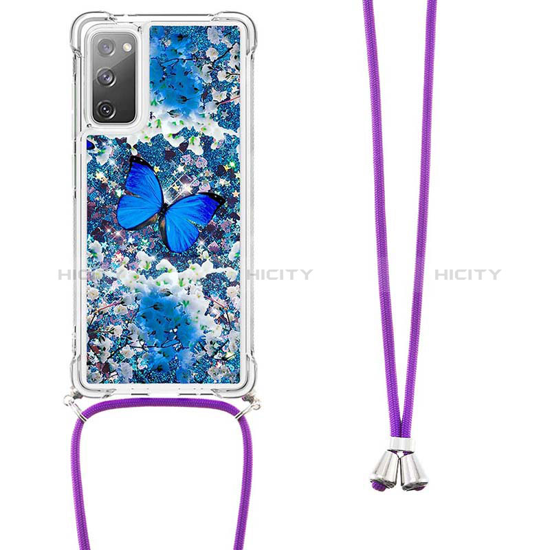 Coque Silicone Housse Etui Gel Bling-Bling avec Laniere Strap S02 pour Samsung Galaxy S20 Lite 5G Plus