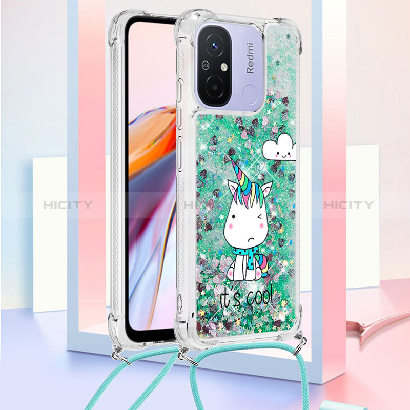 Coque Silicone Housse Etui Gel Bling-Bling avec Laniere Strap S02 pour Xiaomi Poco C55 Plus