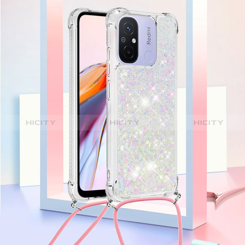 Coque Silicone Housse Etui Gel Bling-Bling avec Laniere Strap S03 pour Xiaomi Poco C55 Plus