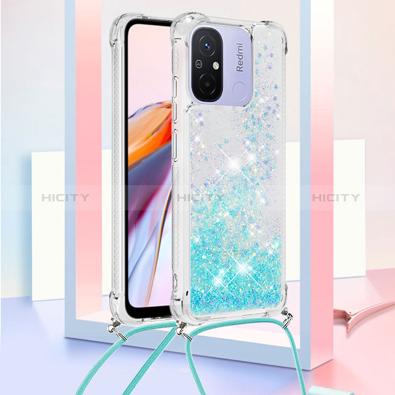 Coque Silicone Housse Etui Gel Bling-Bling avec Laniere Strap S03 pour Xiaomi Poco C55 Plus