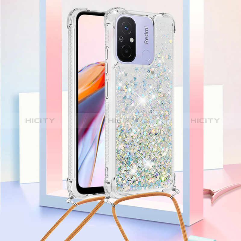 Coque Silicone Housse Etui Gel Bling-Bling avec Laniere Strap S03 pour Xiaomi Poco C55 Plus