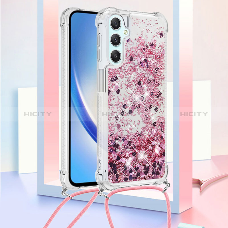 Coque Silicone Housse Etui Gel Bling-Bling avec Laniere Strap YB3 pour Samsung Galaxy A25 5G Plus