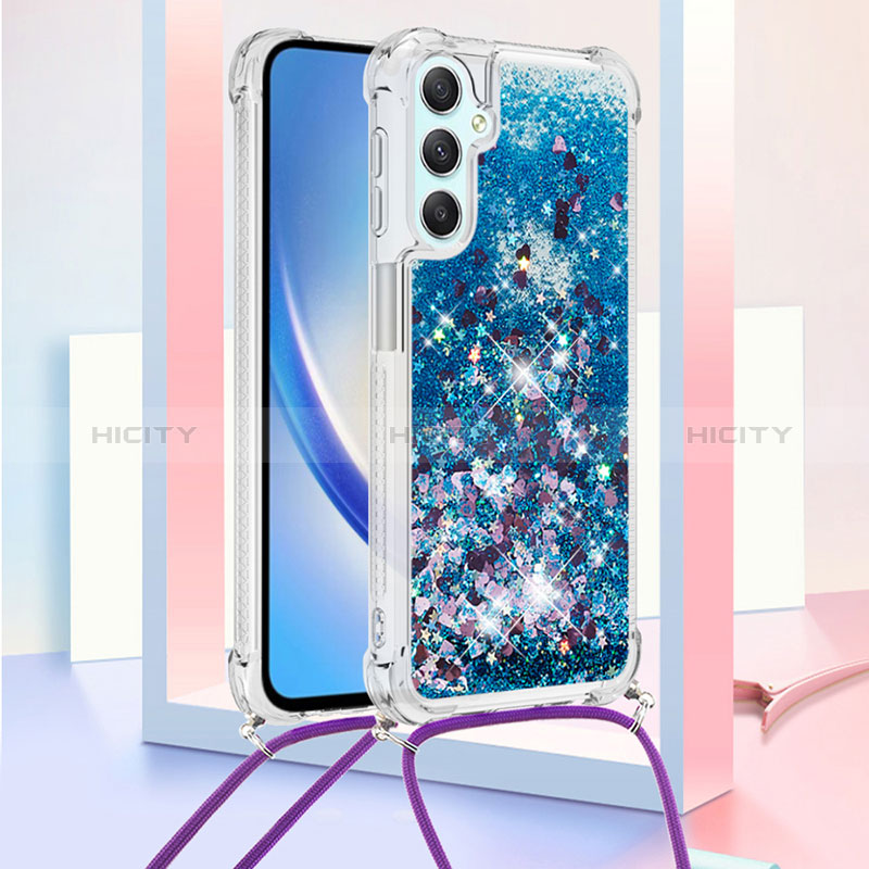 Coque Silicone Housse Etui Gel Bling-Bling avec Laniere Strap YB3 pour Samsung Galaxy A25 5G Plus