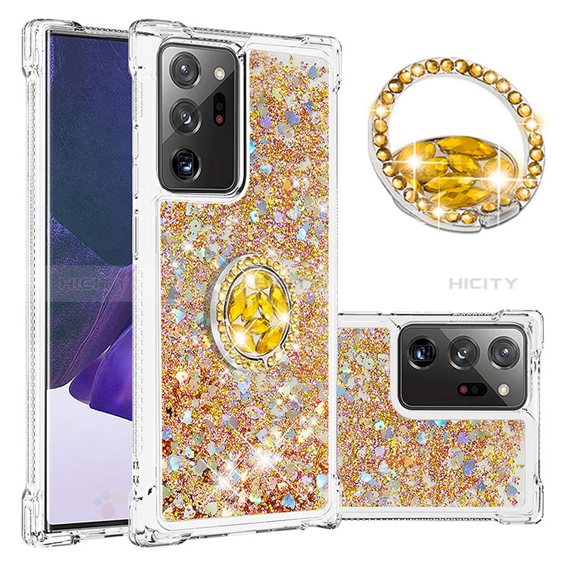 Coque Silicone Housse Etui Gel Bling-Bling avec Support Bague Anneau S01 pour Samsung Galaxy Note 20 Ultra 5G Plus