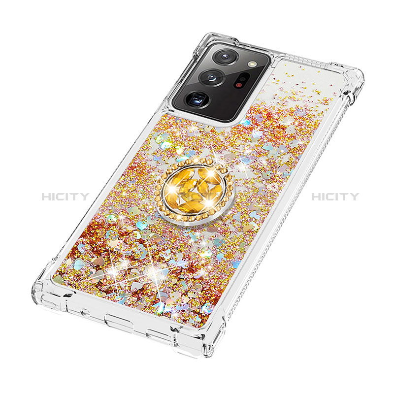 Coque Silicone Housse Etui Gel Bling-Bling avec Support Bague Anneau S01 pour Samsung Galaxy Note 20 Ultra 5G Plus