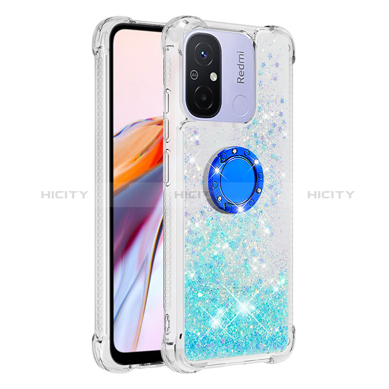 Coque Silicone Housse Etui Gel Bling-Bling avec Support Bague Anneau S01 pour Xiaomi Poco C55 Plus