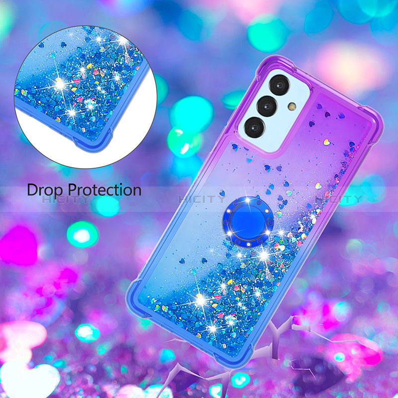 Coque Silicone Housse Etui Gel Bling-Bling avec Support Bague Anneau S02 pour Samsung Galaxy A15 5G Plus