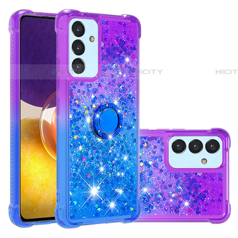 Coque Silicone Housse Etui Gel Bling-Bling avec Support Bague Anneau S02 pour Samsung Galaxy F54 5G Violet Plus