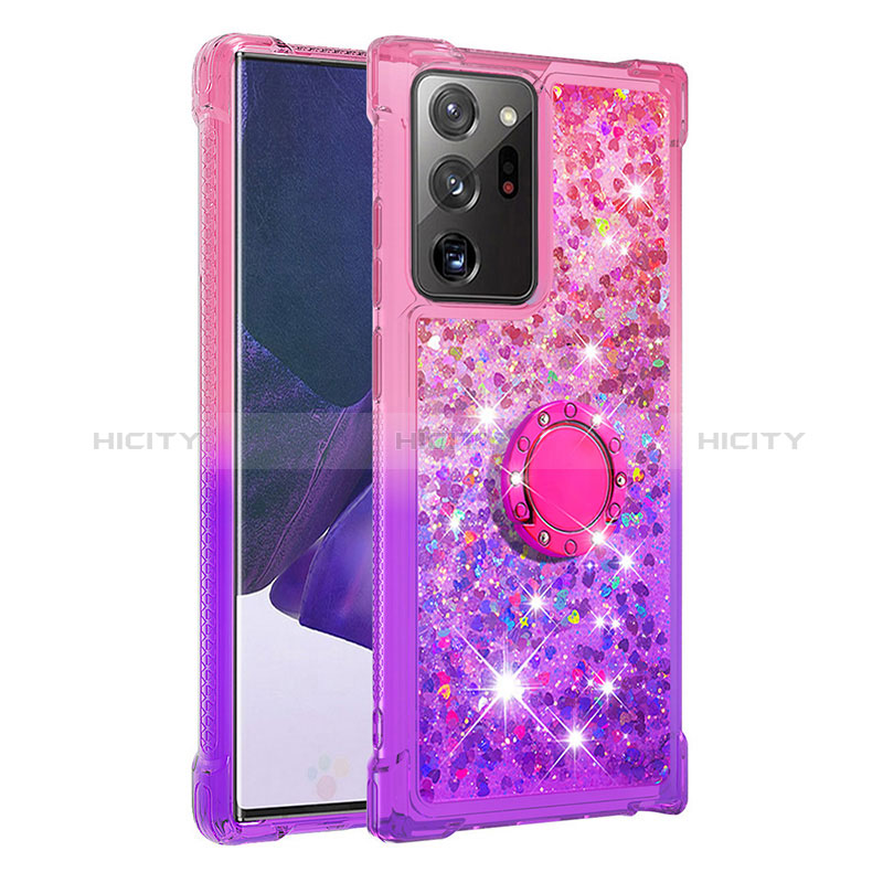 Coque Silicone Housse Etui Gel Bling-Bling avec Support Bague Anneau S02 pour Samsung Galaxy Note 20 Ultra 5G Plus