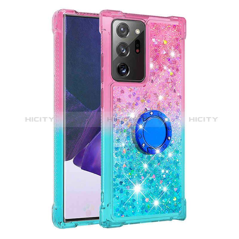 Coque Silicone Housse Etui Gel Bling-Bling avec Support Bague Anneau S02 pour Samsung Galaxy Note 20 Ultra 5G Plus