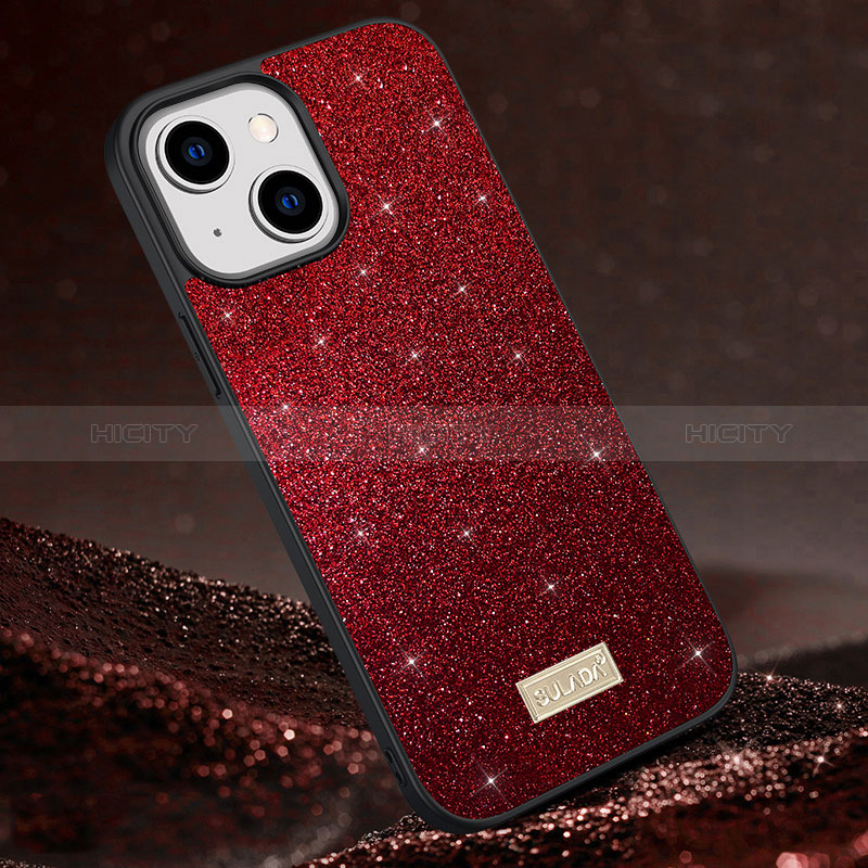 Coque Silicone Housse Etui Gel Bling-Bling LD1 pour Apple iPhone 15 Rouge Plus