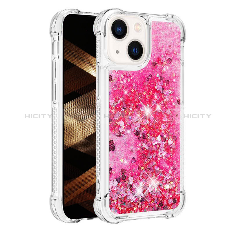 Coque Silicone Housse Etui Gel Bling-Bling S01 pour Apple iPhone 14 Plus Rose Rouge Plus