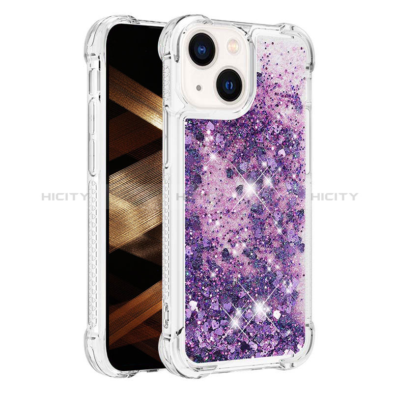 Coque Silicone Housse Etui Gel Bling-Bling S01 pour Apple iPhone 14 Violet Plus