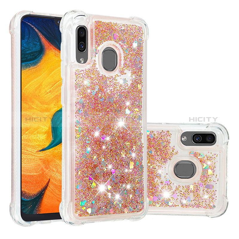 Coque Silicone Housse Etui Gel Bling-Bling S01 pour Samsung Galaxy A20 Or Plus