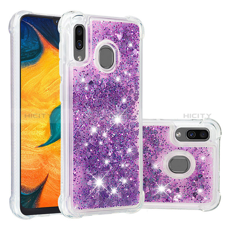 Coque Silicone Housse Etui Gel Bling-Bling S01 pour Samsung Galaxy A20 Violet Plus