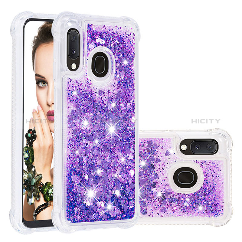 Coque Silicone Housse Etui Gel Bling-Bling S01 pour Samsung Galaxy A20e Violet Plus