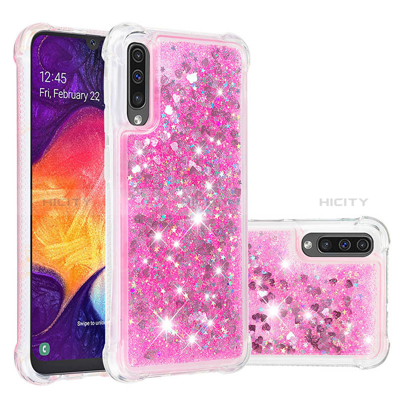 Coque Silicone Housse Etui Gel Bling-Bling S01 pour Samsung Galaxy A30S Rose Rouge Plus