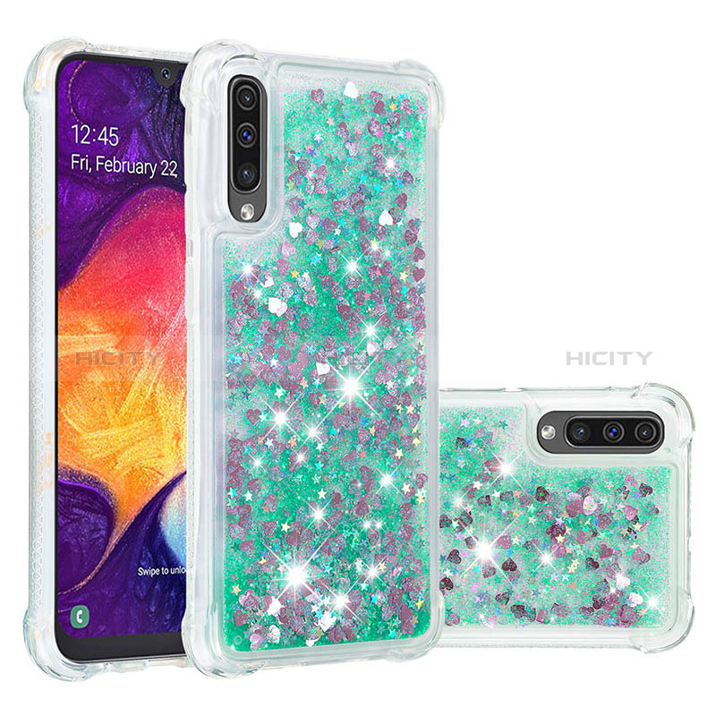 Coque Silicone Housse Etui Gel Bling-Bling S01 pour Samsung Galaxy A50 Vert Plus