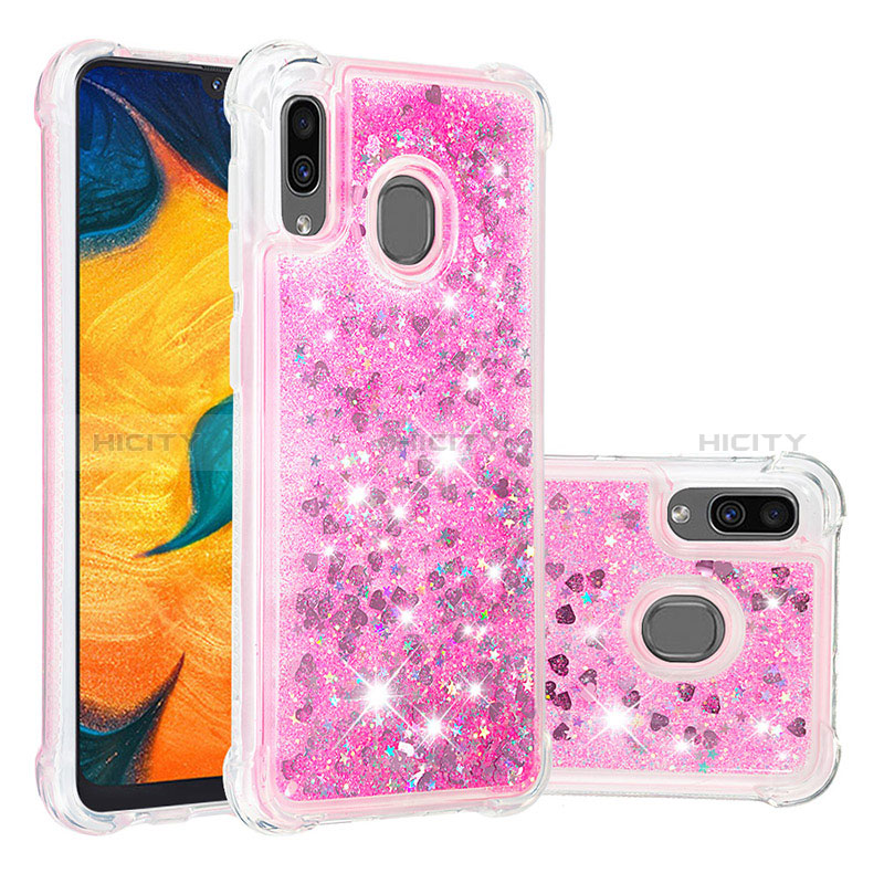 Coque Silicone Housse Etui Gel Bling-Bling S01 pour Samsung Galaxy M10S Rose Rouge Plus