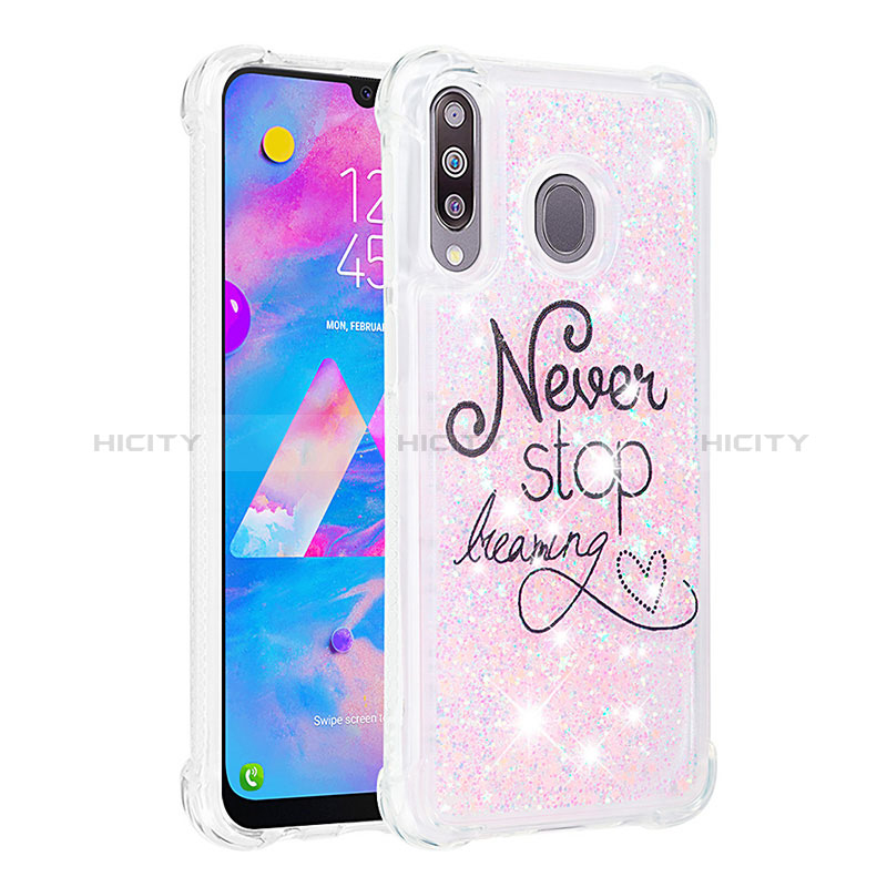 Coque Silicone Housse Etui Gel Bling-Bling S01 pour Samsung Galaxy M30 Rose Plus
