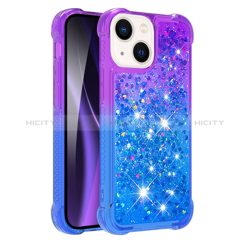 Coque Silicone Housse Etui Gel Bling-Bling S02 pour Apple iPhone 15 Violet Plus
