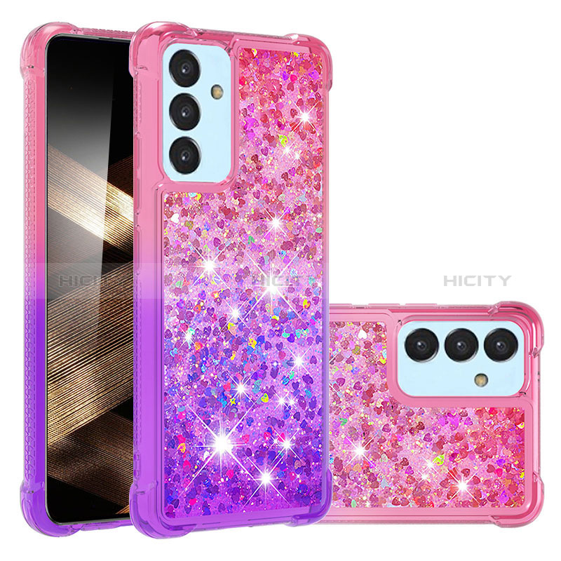 Coque Silicone Housse Etui Gel Bling-Bling S02 pour Samsung Galaxy A15 5G Rose Rouge Plus
