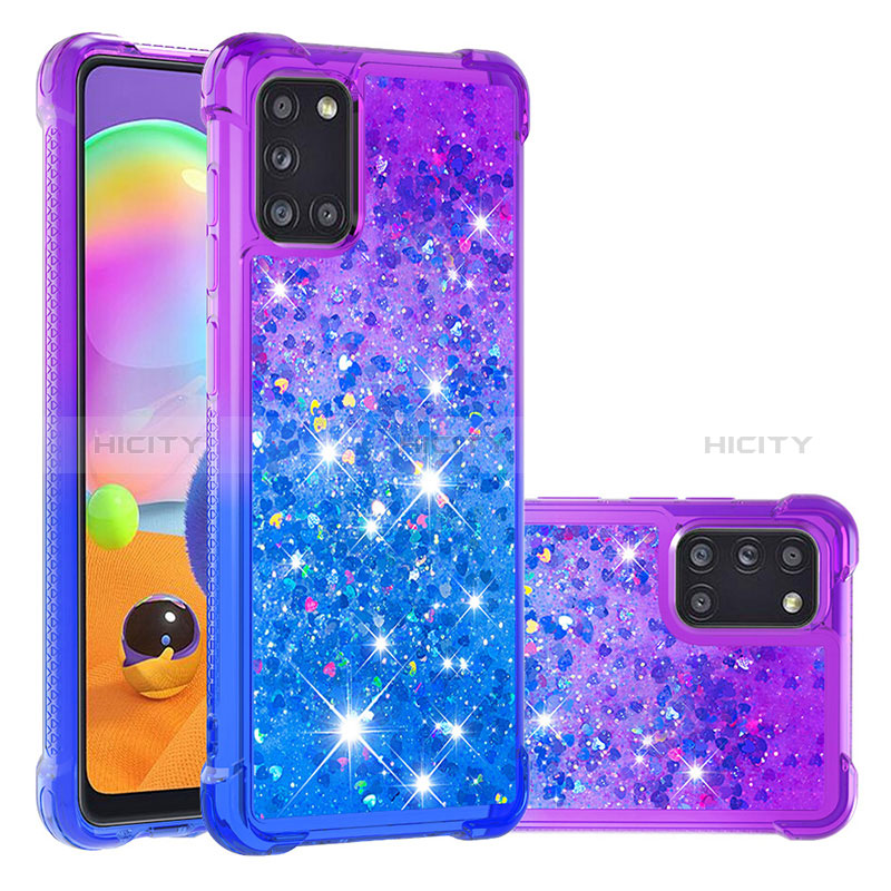 Coque Silicone Housse Etui Gel Bling-Bling S02 pour Samsung Galaxy A31 Violet Plus