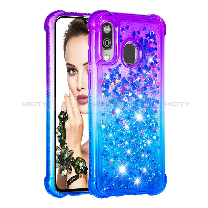 Coque Silicone Housse Etui Gel Bling-Bling S02 pour Samsung Galaxy A40 Violet Plus