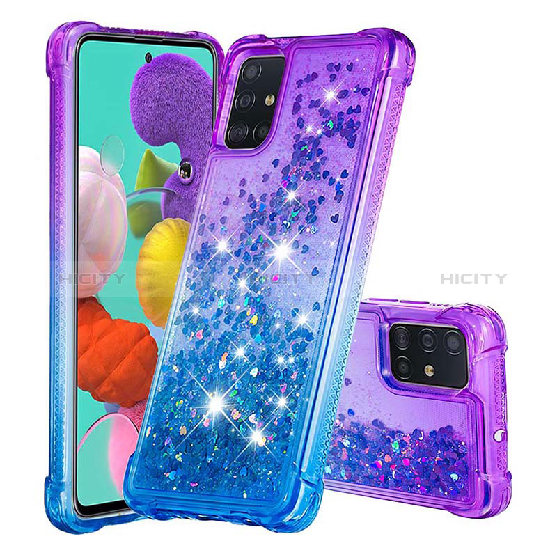 Coque Silicone Housse Etui Gel Bling-Bling S02 pour Samsung Galaxy A51 5G Violet Plus