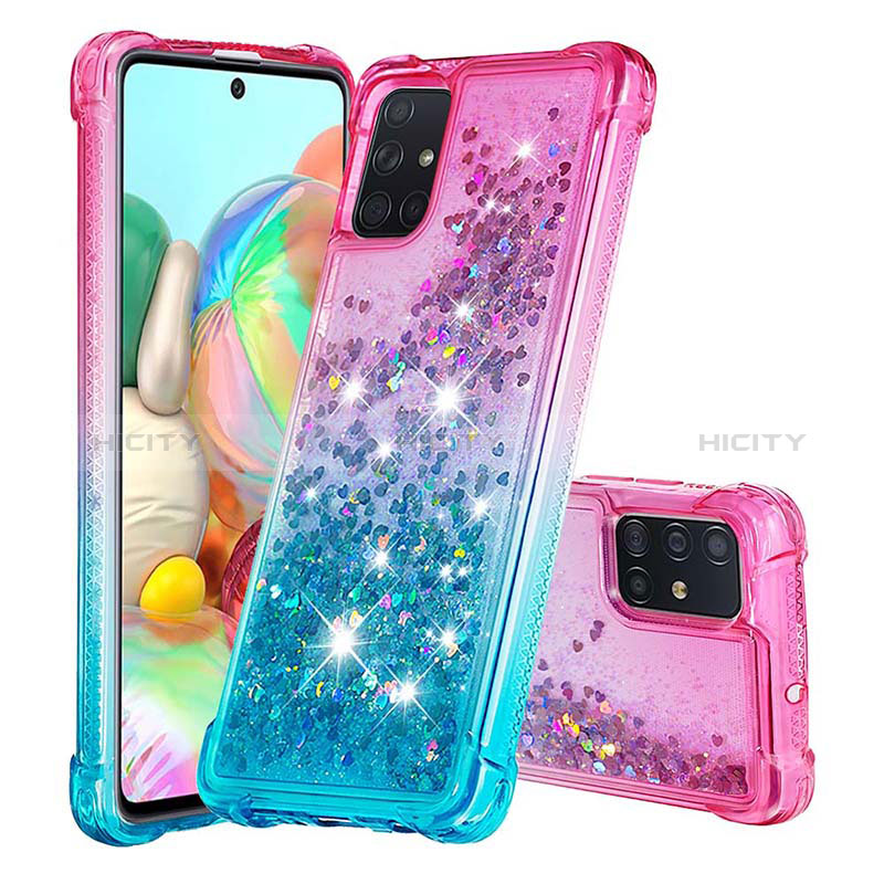 Coque Silicone Housse Etui Gel Bling-Bling S02 pour Samsung Galaxy A71 5G Rose Plus