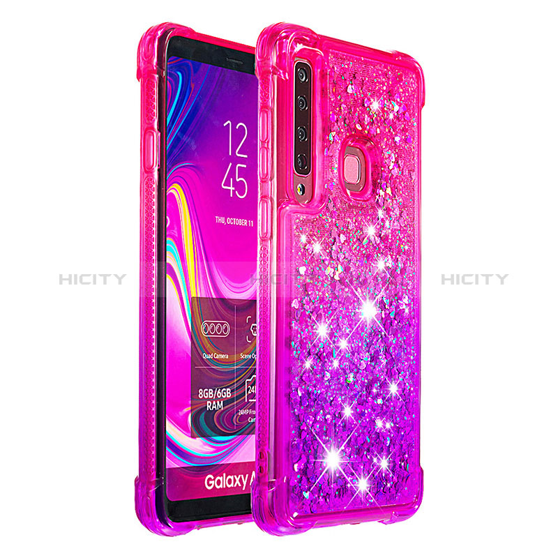 Coque Silicone Housse Etui Gel Bling-Bling S02 pour Samsung Galaxy A9 Star Pro Rose Rouge Plus