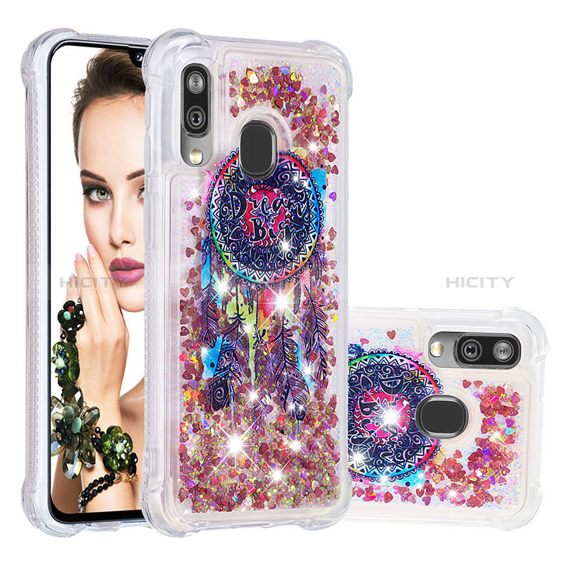 Coque Silicone Housse Etui Gel Bling-Bling S03 pour Samsung Galaxy A40 Violet Plus