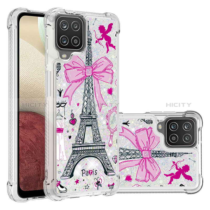 Coque Silicone Housse Etui Gel Bling-Bling S03 pour Samsung Galaxy M12 Rose Plus