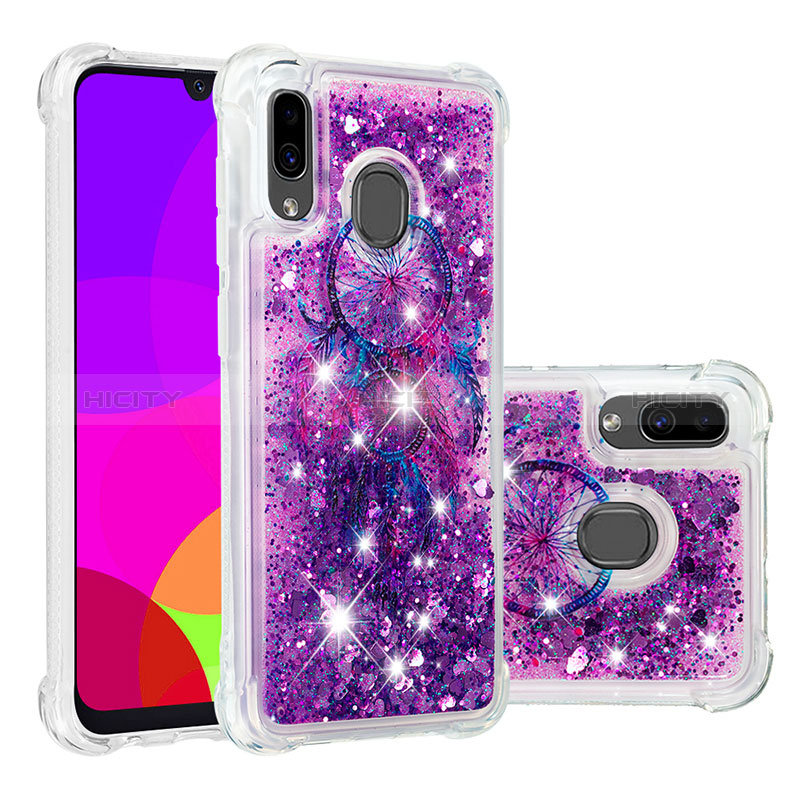 Coque Silicone Housse Etui Gel Bling-Bling S04 pour Samsung Galaxy A20 Violet Plus