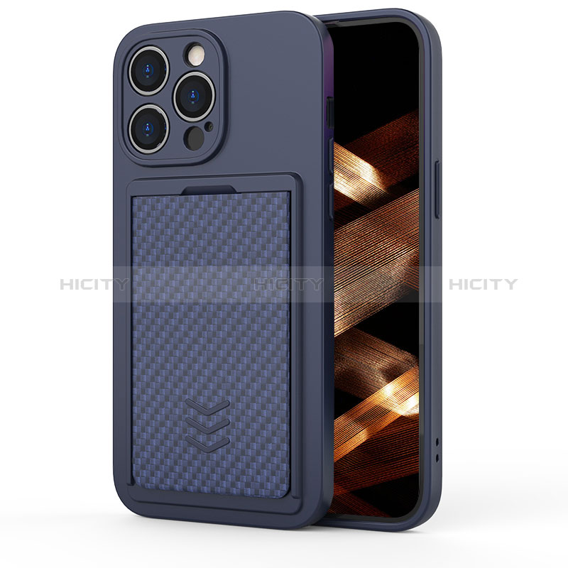 Coque Silicone Housse Etui Gel KC2 pour Apple iPhone 15 Pro Bleu Plus