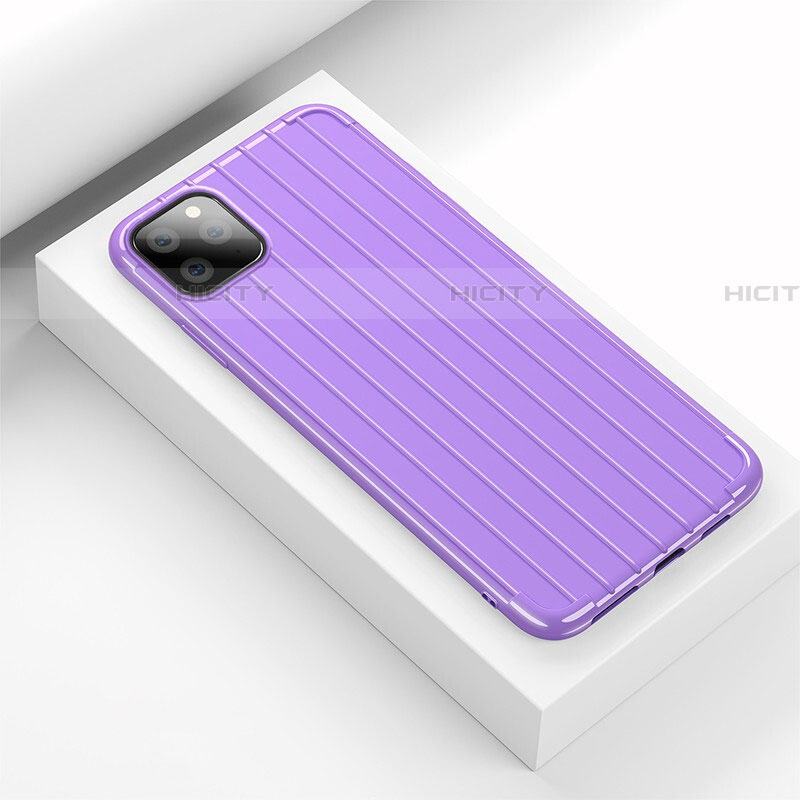 Coque Silicone Housse Etui Gel Line C01 pour Apple iPhone 11 Pro Max Violet Plus