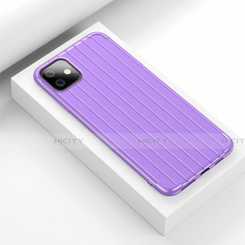 Coque Silicone Housse Etui Gel Line C01 pour Apple iPhone 11 Violet Plus